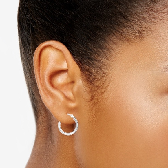 NWT GIANI BERNINI STERLING SILVER TUBE HOOP EARRINGS - Picture 4 of 7